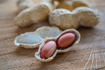 Peanut in a shell and cleared on a neutral background