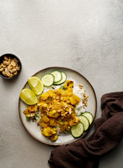 thai peanut chicken with spicy lime mango