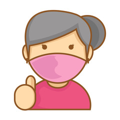Old Lady Wear Face Mask
