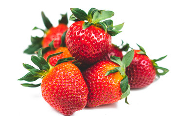 Strawberries on a white background isolate. Juicy Red Strawberry