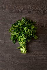 bunch of raw green parsley top view isolated