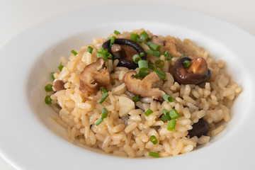 Risotto with funghi and .chopped chives