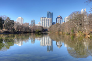 Fototapeta na wymiar Atlanta, Georgia cityscape with reflections