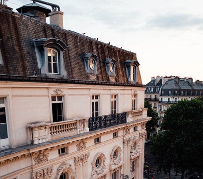 Parisian buildings at dusk