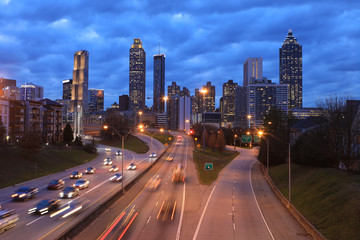 Plakat Atlanta, Georgia skyline at sunset