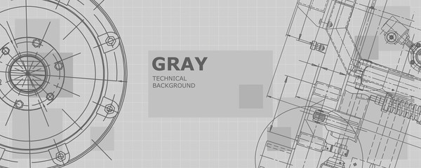 Mechanical engineering drawing. Abstract drawing. Engineering technological wallpaper