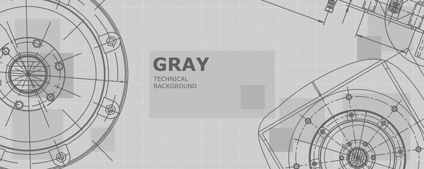 Mechanical engineering drawing. Abstract drawing. Engineering technological wallpaper