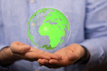 Hand Holding World digital 3d.