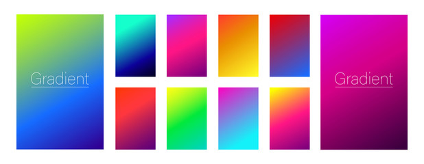 Obraz na płótnie Canvas Set of pastel gradient colourful backgrounds. Modern display themes. Vivid design element for banner, cover or flyer. EPS 10