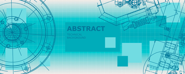 Mechanical engineering drawing. Abstract drawing. Engineering technological wallpaper