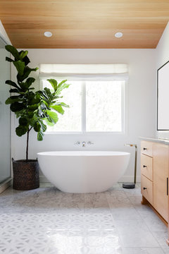Natural Wood in Modern Master Bathroom