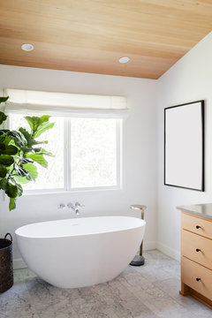 Natural Wood in Modern Master Bathroom
