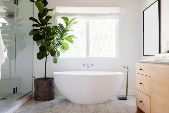 Natural Wood in Modern Master Bathroom