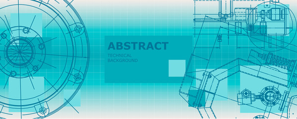 Mechanical instrument making. Abstract engineering drawing. Engineering technological wallpaper