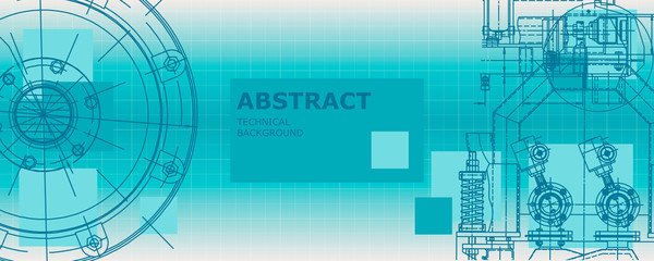 Mechanical instrument making. Abstract engineering drawing. Engineering technological wallpaper