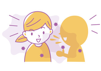 密接した会話での感染症リスクを描いたイラスト