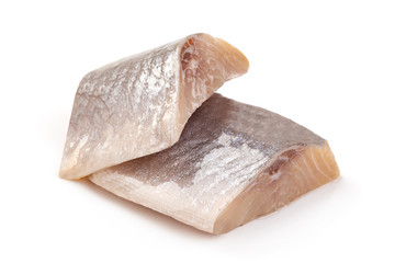 Salted herring, isolated on white background.