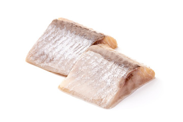 Salted herring, isolated on white background.