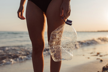 Plastic bottles in the beach