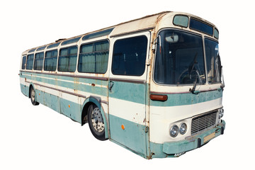 Old bus isolated on white background