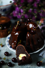 Chocolate Cherry Cheesecake Bundt Cake..style rustic