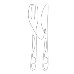 Fork and knife outline vector illustration