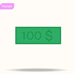 dollar bill doodle icon, vector illustration eps 10