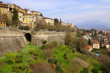 Fototapeta na wymiar A view of the city of Bergamo in Italy.