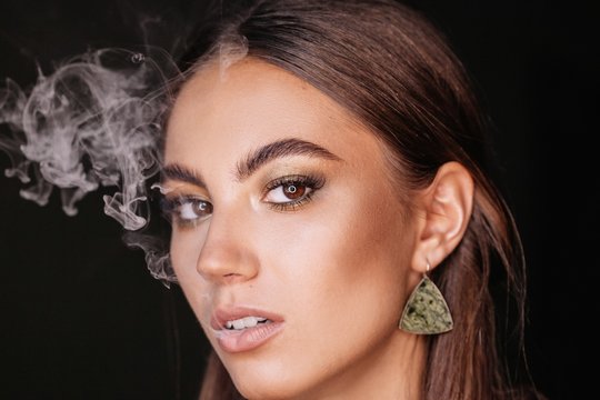 Beauty portrait with fog