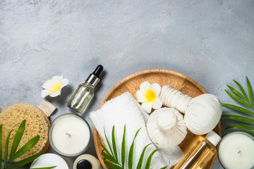 Spa product Flat lay background.