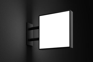 Blank square light box sign mockup with copy space