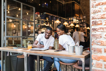 Friends hanging out at cafe
