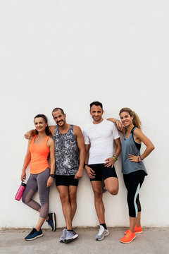 Athletes running in the street
