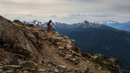 Downhill biking in Whistler, British Columbia, Canada.