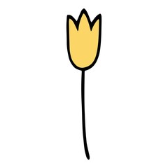 Happy Easter yellow tulip flower icon. Hand drawn illustration of Happy Easter yellow tulip flower vector icon for web design