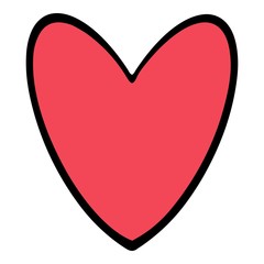 Red love heart icon. Hand drawn illustration of red love heart vector icon for web design