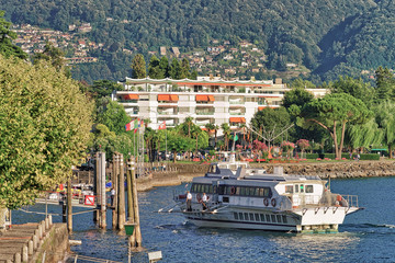 Passenger ship in Ascona of Ticino in Switzerland