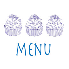 Food hand drawn vector illustration. The layout of the greeting card. Doodle style. Elements for greeting cards, posters, stickers and seasonal design.