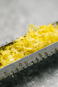 Lemon zest in a zester