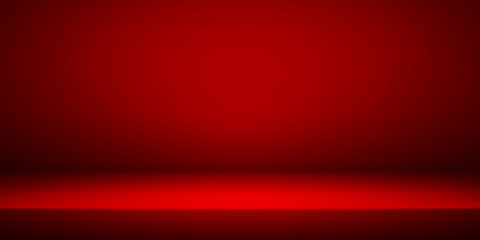 Empty red studio room interior. Clean workshop for photography or presentation. Vector illustration