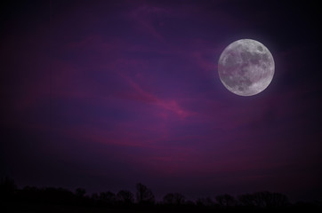 Fototapeta na wymiar Mond am Pinken Himmel