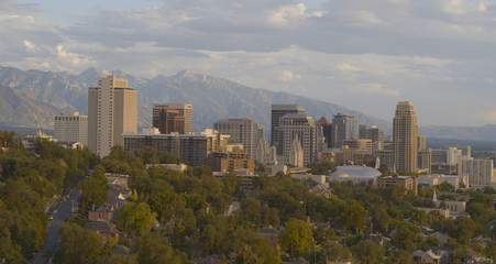 Sunset Downtown Salt Lake City Panorama