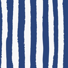 Universele unisex donker marineblauw nautische mariene kust naadloze terugkeerpatroon met grunge gescheurde textuur gekartelde vector cabana stripe