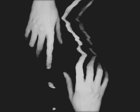 Hands black and white Social Distancing, scan art conceptual.
