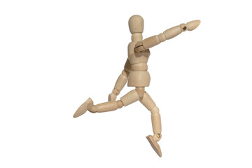 Wooden Mannequin Jumping In The Air