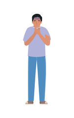 Avatar man feeling sick dizzy and with nauseous vector design