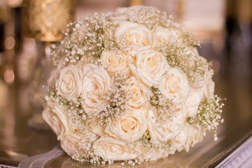 Beautiful bridal bouquet with white roses