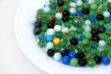 Colored glass balls on 360 degree rotating stand,