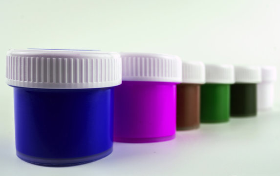 paints for drawing by a brush, colors of a rainbow. drawing.