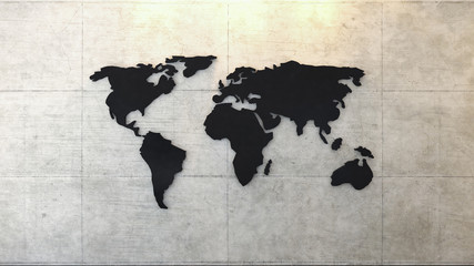 world map on concrete wall under spot light
